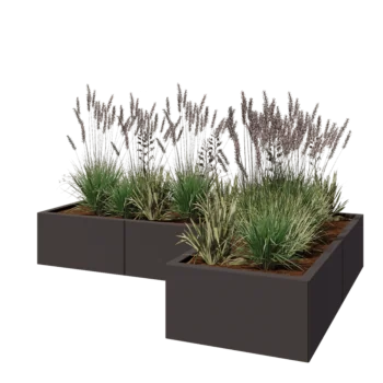 Steel planter - Corner - 180 x 120 x 30 cm - Other RAL colour - Without bottom plate