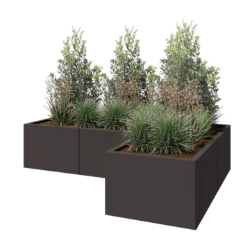 Steel planter - Corner - 180 x 120 x 40 cm - RAL7016 matt (anthracite grey) - Without bottom plate