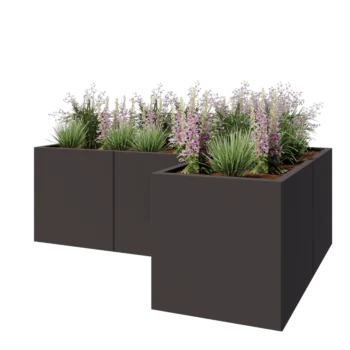 Steel planter - Corner - 180 x 120 x 60 cm - RAL7016 matt (anthracite grey) - Without bottom plate