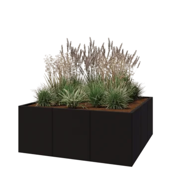 Steel planter XXL - Square - 150 x 150 x 60 cm - RAL9005 matt (black) - Without bottom plate