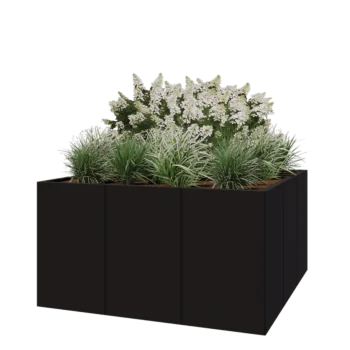 Steel planter XXL - Square - 150 x 150 x 80 cm - RAL9005 matt (black) - Without bottom plate
