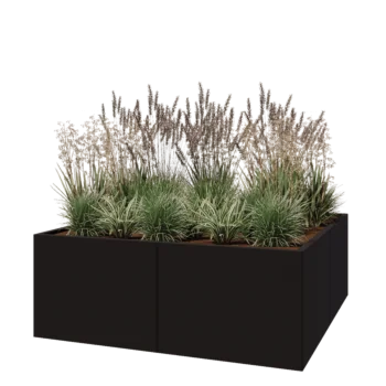Steel planter XXL - Square - 160 x 160 x 60 cm - RAL9005 matt (black) - Without bottom plate