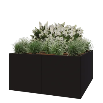 Steel planter XXL - Square - 160 x 160 x 80 cm - RAL9005 matt (black) - Without bottom plate