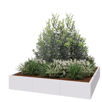 Steel planter XXL - Square - 180 x 180 x 30 cm - RAL9005 matt (white) - Without bottom plate