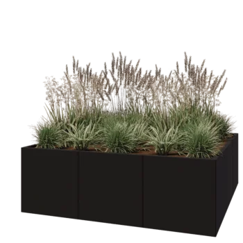Steel planter XXL - Square - 180 x 180 x 60 cm - RAL9005 matt (black) - Without bottom plate