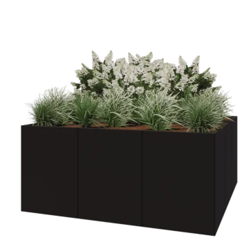 Steel planter XXL - Square - 180 x 180 x 80 cm - RAL9005 matt (black) - Without bottom plate