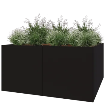 Steel planter XXL - Square - 200 x 200 x 100 cm - RAL9005 matt (black) - Without bottom plate