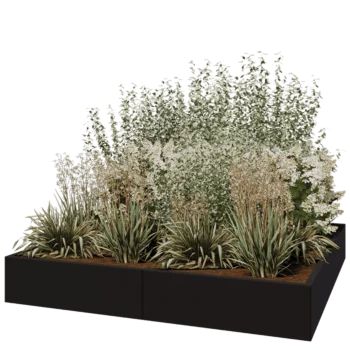 Steel planter XXL - Square - 200 x 200 x 30 cm - RAL9005 matt (black) - Without bottom plate