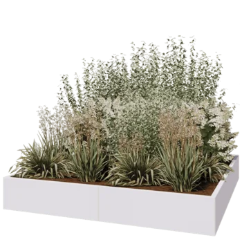 Steel planter XXL - Square - 200 x 200 x 30 cm - RAL9005 matt (white) - Without bottom plate