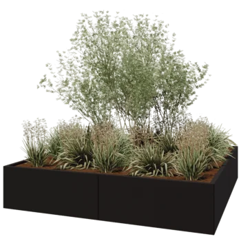 Steel planter XXL - Square - 200 x 200 x 40 cm - RAL9005 matt (black) - Without bottom plate