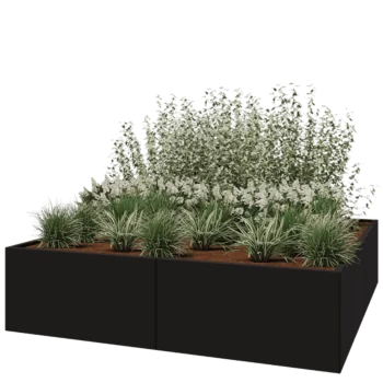 Steel planter XXL - Square - 200 x 200 x 50 cm - RAL9005 matt (black) - Without bottom plate