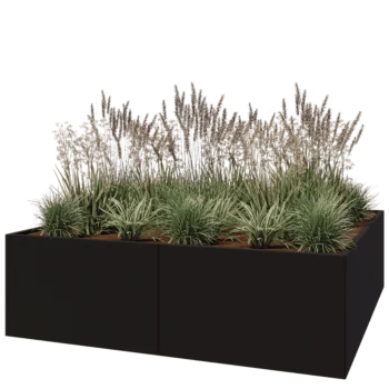 Steel planter XXL - Square - 200 x 200 x 60 cm - RAL9005 matt (black) - Without bottom plate