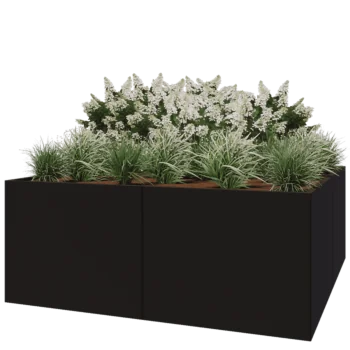 Steel planter XXL - Square - 200 x 200 x 80 cm - RAL9005 matt (black) - Without bottom plate
