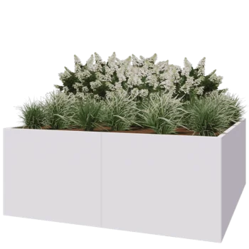 Steel planter XXL - Square - 200 x 200 x 80 cm - RAL9005 matt (white) - Without bottom plate