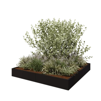 Steel planter XXL - Square - 240 x 240 x 30 cm - RAL9005 matt (black) - Without bottom plate