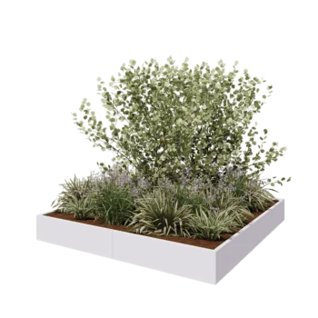 Steel planter XXL - Square - 240 x 240 x 30 cm - RAL9005 matt (white) - Without bottom plate