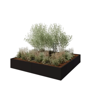 Steel planter XXL - Square - 240 x 240 x 40 cm - RAL9005 matt (black) - Without bottom plate