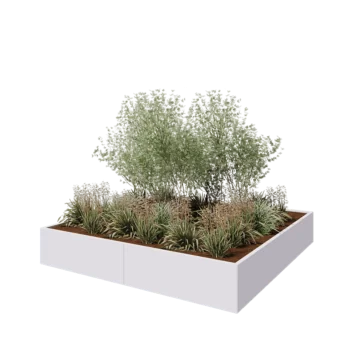 Steel planter XXL - Square - 240 x 240 x 40 cm - RAL9005 matt (white) - Without bottom plate
