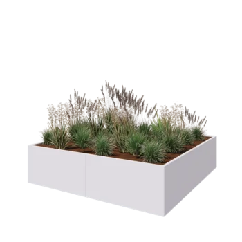 Steel planter XXL - Square - 240 x 240 x 60 cm - RAL9005 matt (white) - Without bottom plate