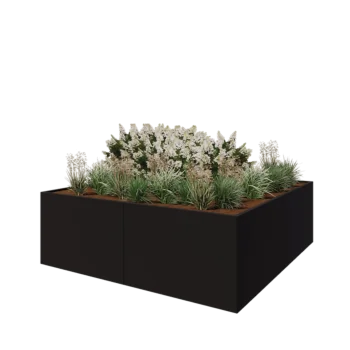 Steel planter XXL - Square - 240 x 240 x 80 cm - RAL9005 matt (black) - Without bottom plate