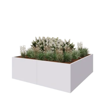 Steel planter XXL - Square - 240 x 240 x 80 cm - RAL9005 matt (white) - Without bottom plate