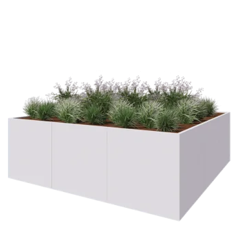 Steel planter XXL - Square - 300 x 300 x 100 cm - RAL9005 matt (white) - Without bottom plate