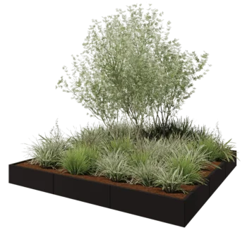 Steel planter XXL - Square - 300 x 300 x 30 cm - RAL9005 matt (black) - Without bottom plate