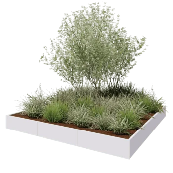 Steel planter XXL - Square - 300 x 300 x 30 cm - RAL9005 matt (white) - Without bottom plate