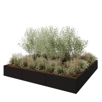 Steel planter XXL - Square - 300 x 300 x 40 cm - RAL9005 matt (black) - Without bottom plate