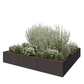 Steel planter XXL - Square - 300 x 300 x 50 cm - RAL7016 matt (anthracite grey) - Without bottom plate