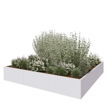 Steel planter XXL - Square - 300 x 300 x 50 cm - RAL9005 matt (white) - Without bottom plate