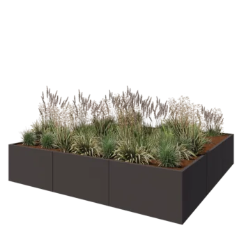 Steel planter XXL - Square - 300 x 300 x 60 cm - RAL7016 matt (anthracite grey) - Without bottom plate