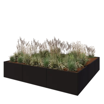 Steel planter XXL - Square - 300 x 300 x 60 cm - RAL9005 matt (black) - Without bottom plate