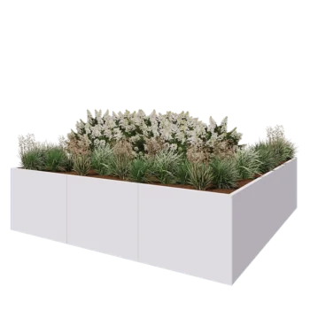 Steel planter XXL - Square - 300 x 300 x 80 cm - RAL9005 matt (white) - Without bottom plate