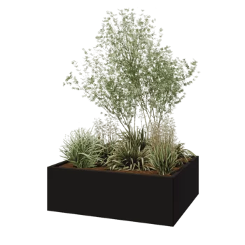 Steel planter - Rectangle - 120 x 100 x 40 cm - RAL9005 matt (black) - With bottom plate