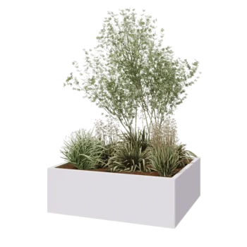 Steel planter - Rectangle - 120 x 100 x 40 cm - RAL9005 matt (white) - Without bottom plate