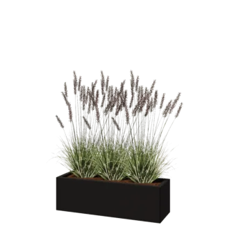 Steel planter - Rectangle - 100 x 30 x 30 cm - RAL9005 matt (black) - With bottom plate