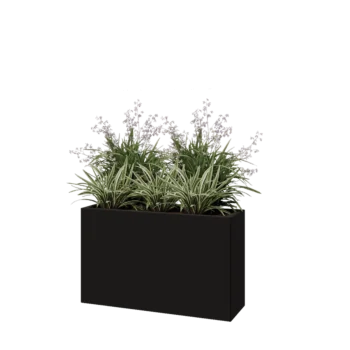 Steel planter - Rectangle - 100 x 30 x 60 cm - RAL9005 matt (black) - With bottom plate