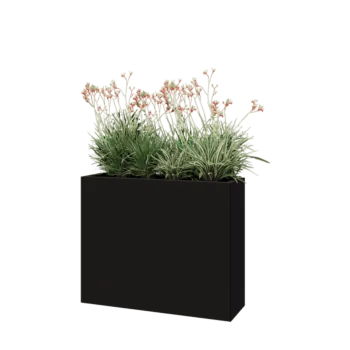 Steel planter - Rectangle - 100 x 30 x 80 cm - RAL9005 matt (black) - With bottom plate