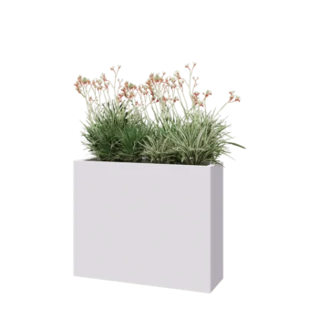 Steel planter - Rectangle - 100 x 30 x 80 cm - RAL9005 matt (white) - With bottom plate