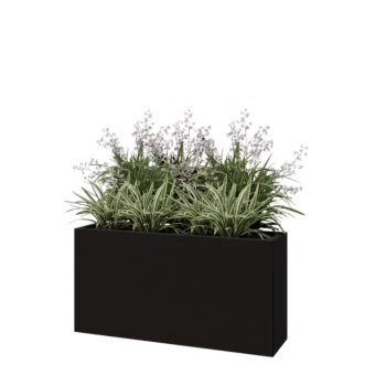 Steel planter - Rectangle - 120 x 30 x 60 cm - RAL9005 matt (black) - Without bottom plate