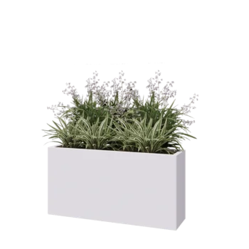 Steel planter - Rectangle - 120 x 30 x 60 cm - RAL9005 matt (white) - With bottom plate