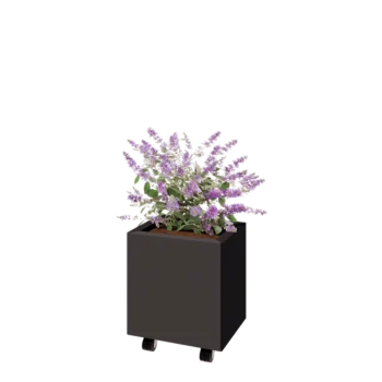 Steel planter - Rectangle - 40 x 30 x 40 cm - Other RAL colour - With bottom plate - With wheels