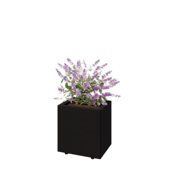 Steel planter - Rectangle - 40 x 30 x 40 cm - RAL9005 matt (black) - With bottom plate - With legs