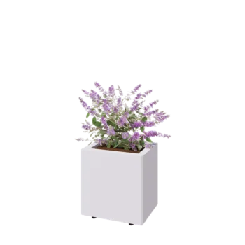 Steel planter - Rectangle - 40 x 30 x 40 cm - RAL9005 matt (white) - With bottom plate - With legs