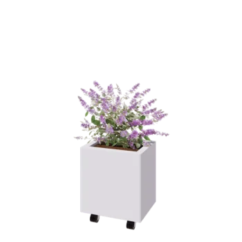 Steel planter - Rectangle - 40 x 30 x 40 cm - RAL9005 matt (white) - With bottom plate - With wheels