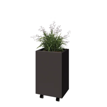 Steel planter - Rectangle - 40 x 30 x 60 cm - Other RAL colour - With bottom plate - With wheels