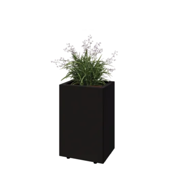 Steel planter - Rectangle - 40 x 30 x 60 cm - RAL9005 matt (black) - With bottom plate - With legs