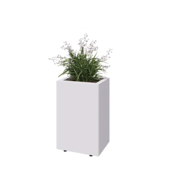 Steel planter - Rectangle - 40 x 30 x 60 cm - RAL9005 matt (white) - With bottom plate - With legs