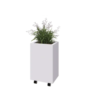 Steel planter - Rectangle - 40 x 30 x 60 cm - RAL9005 matt (white) - With bottom plate - With wheels